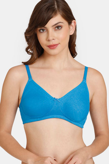 Buy Rosaline Everyday Double Layered Non-Wired 3/4th Coverage  T-Shirt Bra - Diva Blue